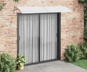 vidaXL Copertină de ușă, gri și transparent, 240 x 75 cm, PC