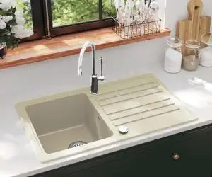 vidaXL Chiuvetă de bucătărie din granit, bej, un bazin