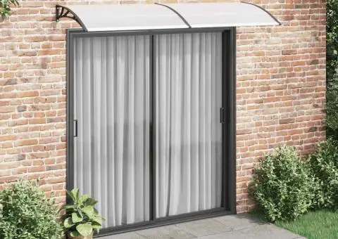 Copertină de ușă, negru și transparent, 240 x 75 cm, PC - 1/5