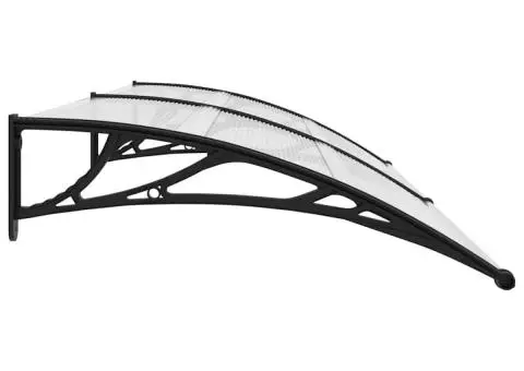 Copertină de ușă, negru și transparent, 240 x 75 cm, PC - 5/5