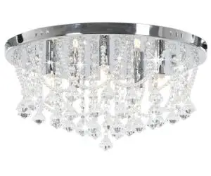 vidaXL Lustră cu mărgele de cristal, argintiu, rotund, 4 becuri x G9