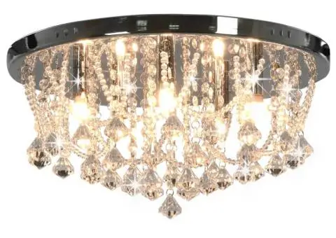 Lustră cu mărgele de cristal, argintiu, rotund, 4 becuri x G9 - 2/5