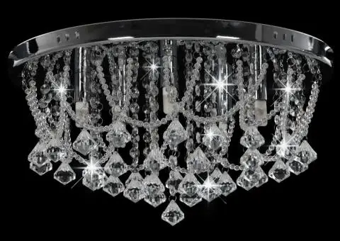 Lustră cu mărgele de cristal, argintiu, rotund, 4 becuri x G9 - 3/5