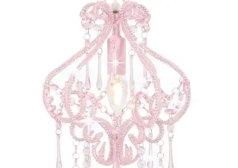 Lustră cu mărgele, roz, rotund, E14 - 1/5
