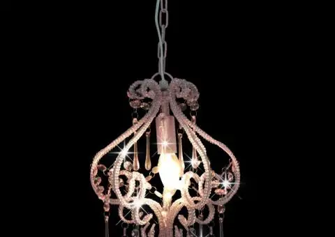 Lustră cu mărgele, roz, rotund, E14 - 2/5