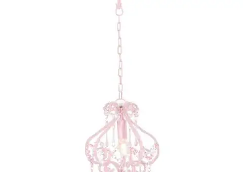 Lustră cu mărgele, roz, rotund, E14 - 3/5