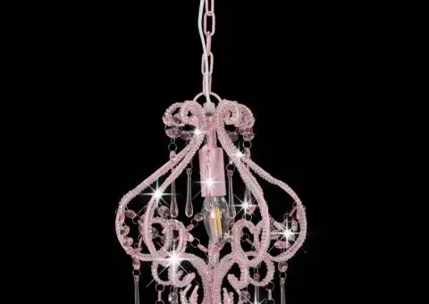 Lustră cu mărgele, roz, rotund, E14 - 4/5