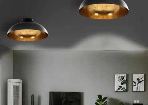 Lustre, 2 buc., negru și auriu, semisferic, E27 - 1/5