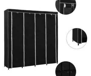 vidaXL Șifonier cu 4 compartimente, negru, 175 x 45 x 170 cm
