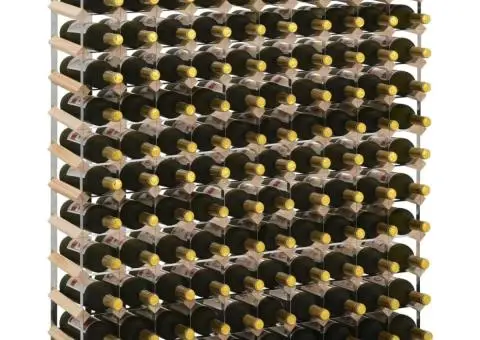 Suport sticle de vin pentru 120 sticle, lemn masiv de pin - 1/5