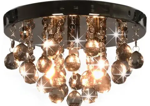 Lustră cu mărgele fumurii, negru, rotund, G9 - 1/5