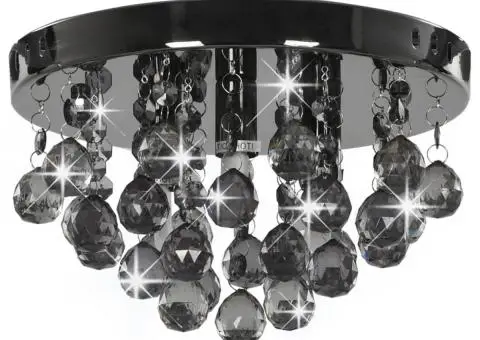 Lustră cu mărgele fumurii, negru, rotund, G9 - 2/5