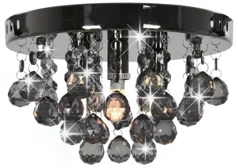 Lustră cu mărgele fumurii, negru, rotund, G9 - 3/5