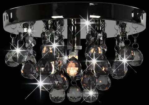 Lustră cu mărgele fumurii, negru, rotund, G9 - 5/5