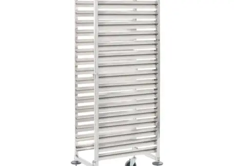 Cărucior bucătărie pentru 16 tăvi, 38x55x163cm, oțel inoxidabil - 1/5