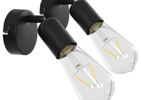 Spoturi luminoase, 2 buc., negru, E27 - 2/5