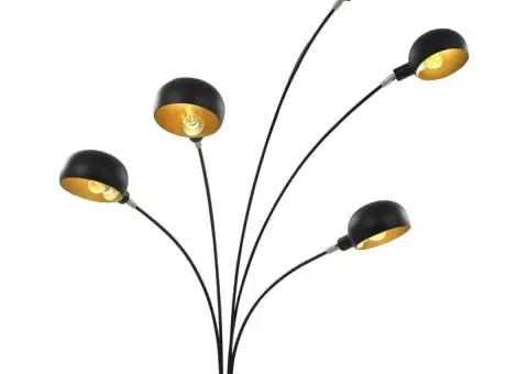 Lampă de podea, negru și auriu, 200 cm, 5 x E14 - 5/5