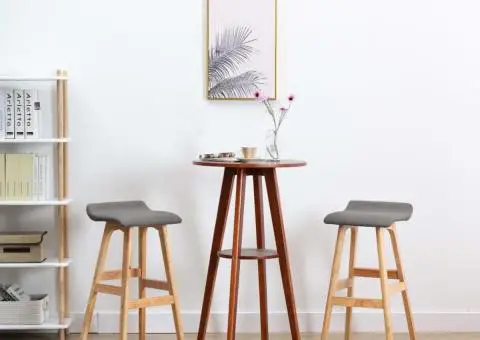 Scaune de bar, 2 buc., gri închis, material textil - 1/5