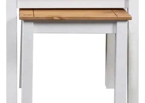 Mese suprapuse, 2 buc., alb, lemn masiv de pin, gama Panama - 2/5