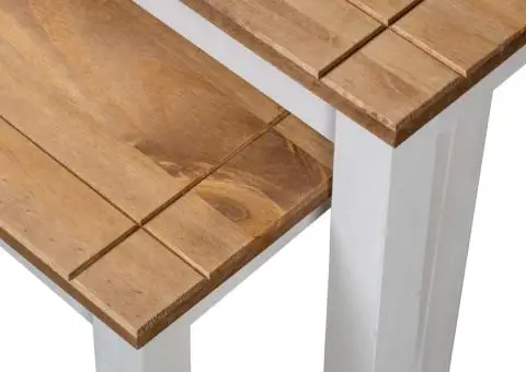 Mese suprapuse, 2 buc., alb, lemn masiv de pin, gama Panama - 5/5