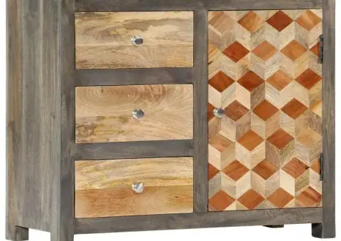 Dulap lateral, gri, 75 x 30 x 60 cm, lemn masiv de mango - 1/5