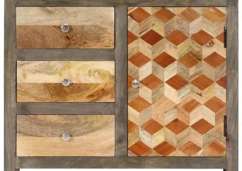 Dulap lateral, gri, 75 x 30 x 60 cm, lemn masiv de mango - 4/5