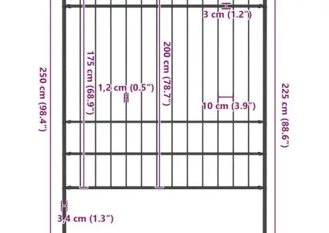 Gard de grădină cu vârf ascuțit, negru, 1,7 m, oțel - 4/4