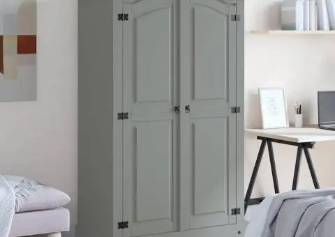 Șifonier, gri, lemn de pin mexican, 2 uși, gama Corona - 2/5