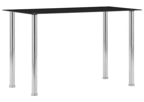 Masă de bucătărie, negru, 120 x 60 x 75 cm, sticlă securizată - 1/5