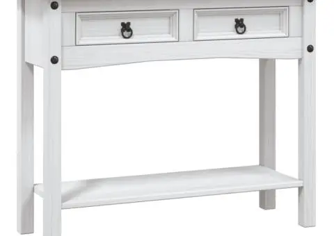 Masă consolă, alb, 90 x 34,5 x 73 cm, pin mexican, gama Corona - 2/5