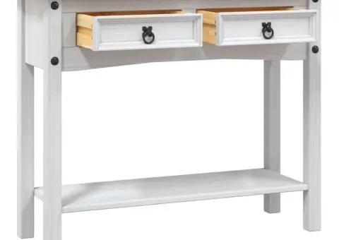 Masă consolă, alb, 90 x 34,5 x 73 cm, pin mexican, gama Corona - 5/5