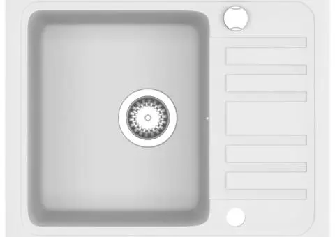 Chiuvetă de bucătărie din granit, alb, bazin unic - 2/5