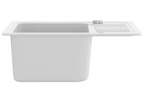 Chiuvetă de bucătărie din granit, alb, bazin unic - 4/5