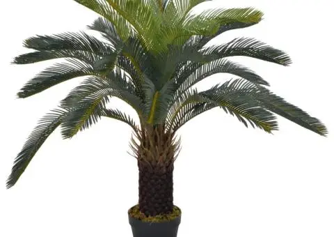 Plantă artificială palmier cycas cu ghiveci, verde, 90 cm