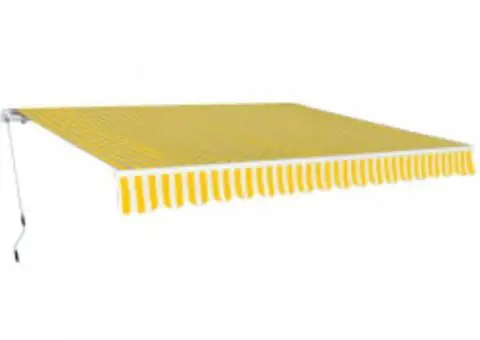 Copertină pliabilă acționată manual, galben/alb, 600 cm - 1/5