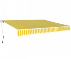 vidaXL Copertină pliabilă acționată manual, galben/alb, 600 cm