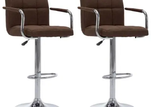 Scaune de bar, 2 buc., maro, material textil - 1/5