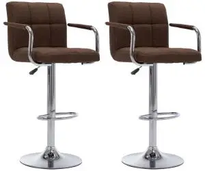 vidaXL Scaune de bar, 2 buc., maro, material textil