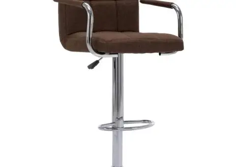 Scaune de bar, 2 buc., maro, material textil - 2/5