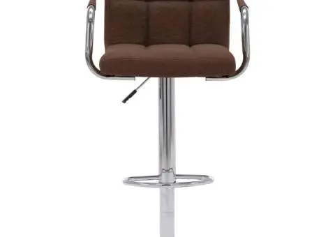 Scaune de bar, 2 buc., maro, material textil - 3/5