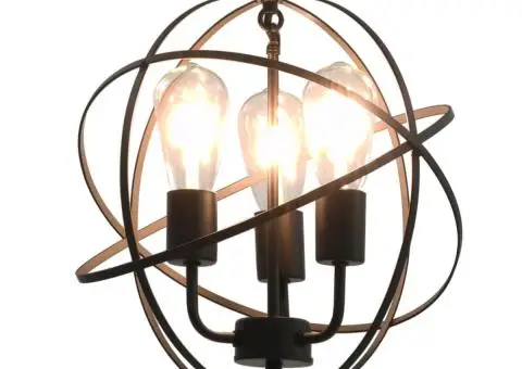 Lampă suspendată, negru, sferă, 3 becuri x E27 - 1/5