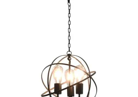 Lampă suspendată, negru, sferă, 3 becuri x E27 - 3/5