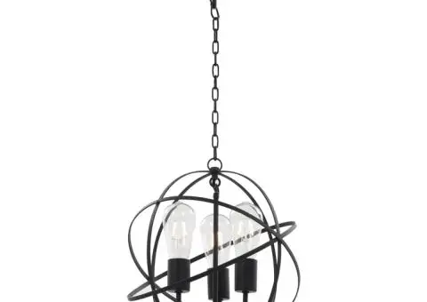 Lampă suspendată, negru, sferă, 3 becuri x E27 - 4/5