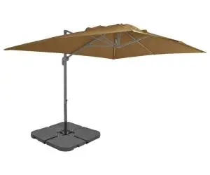 vidaXL Umbrelă de soare de grădină, bază portabilă, taupe