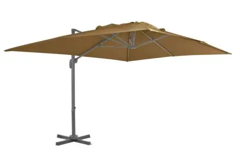 Umbrelă de soare de grădină, bază portabilă, taupe - 2/5