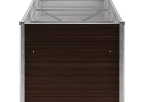 Strat înălțat de grădină, maro, 320x80x77 cm, oțel galvanizat - 5/5
