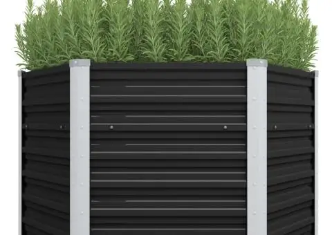 Strat înălțat de grădină antracit 129x129x77 cm oțel galvanizat - 1/5