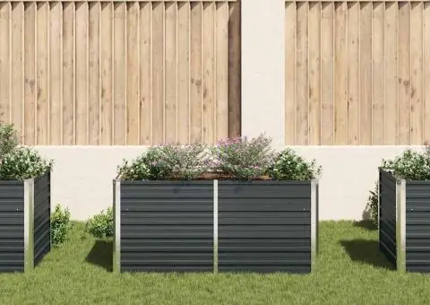 Strat înălțat de grădină antracit 160x80x77 cm oțel galvanizat - 3/5