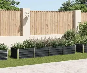 vidaXL Strat înălțat de grădină antracit 320x80x45 cm oțel galvanizat