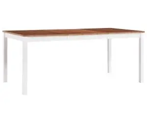vidaXL Masă de bucătărie, alb și maro, 180 x 90 x 73 cm, lemn de pin